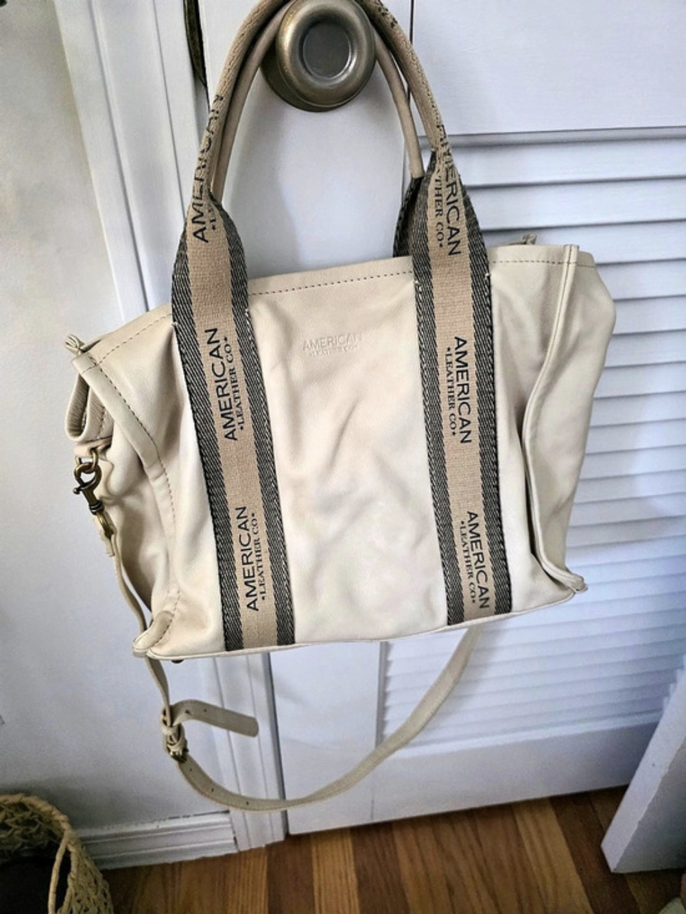 American Leather Tote Bag in Cream